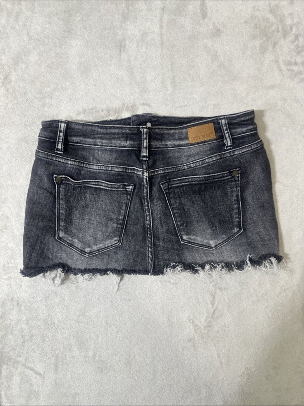 Judy blue denim skirt women's large distressed cutoff dark wash stretch - Picture 6 of 7